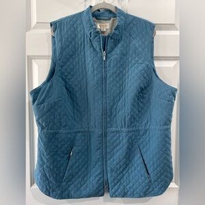 Talbots Diamond Quilted Full Zip Vest Sz 2X Cinch Waist Cottage Preppy Pockets